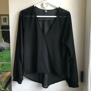 Black Sheer Long Sleeve Top
